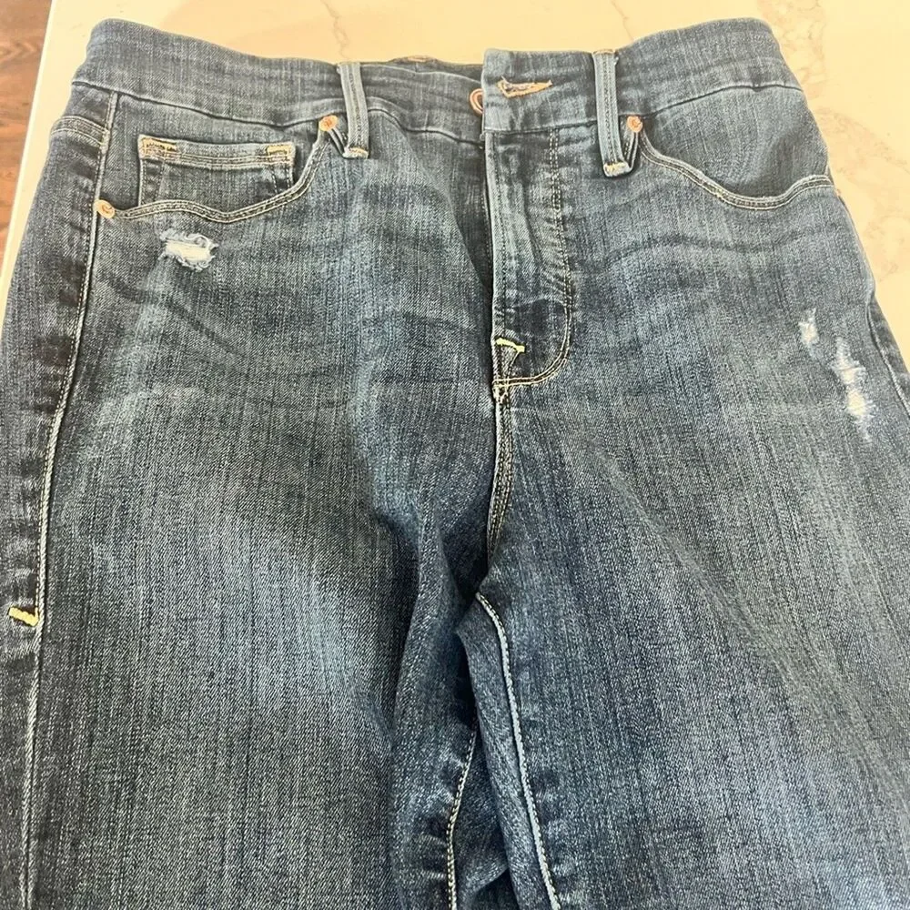 Good American Blue349 Stretch Skinny Jeans Distressed Hem Size 6 GWCH148T